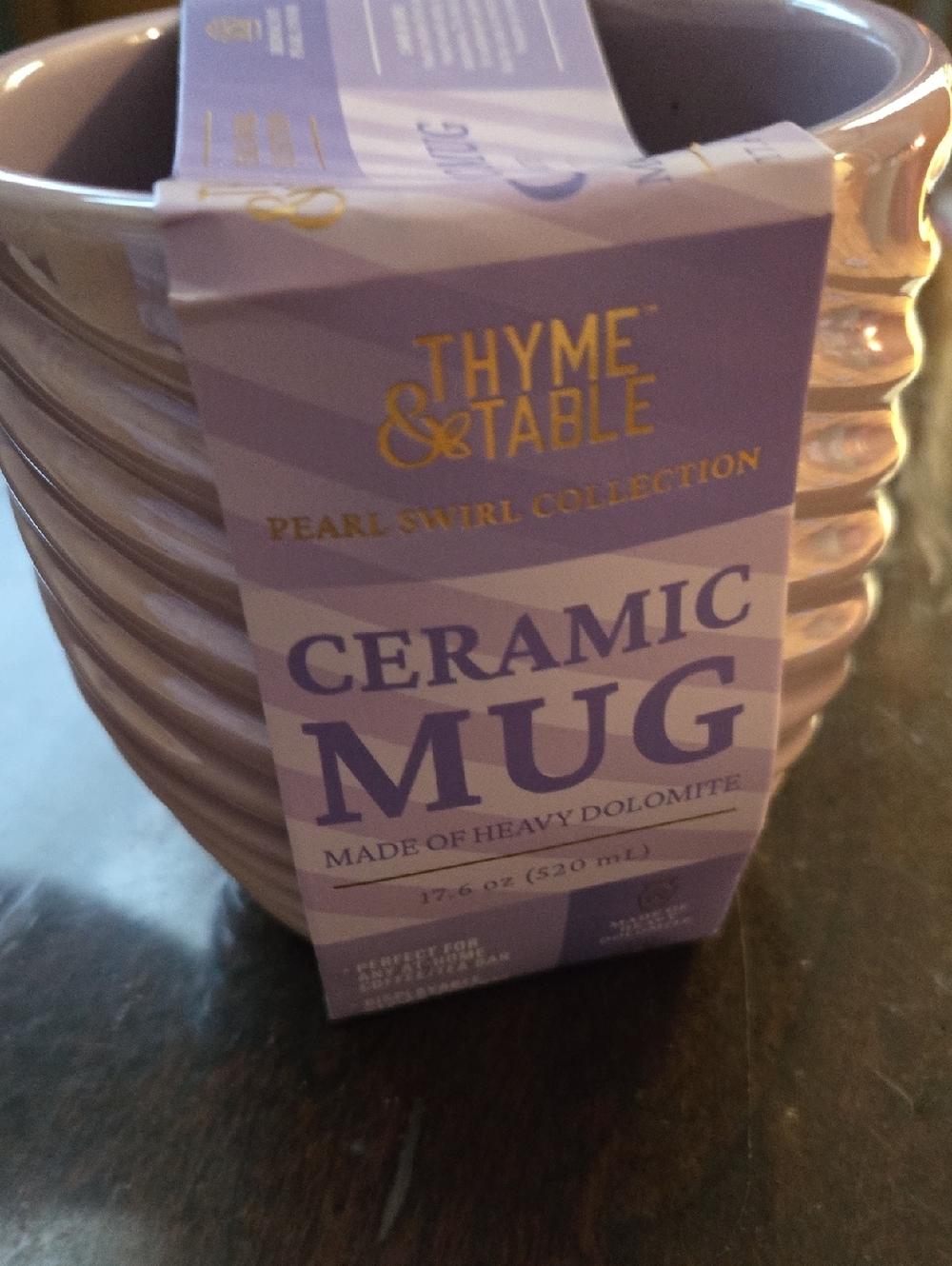 Thyme & Table Pearl Swirl Ceramic Mug - Lavender